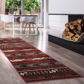 Antep Rugs Alfombras Non-Skid (Non-Slip) 2x7 Rubber Backing Moroccan Geometric Low Profile Pile Indoor Area Runner Rugs (Red, 2' x 7')