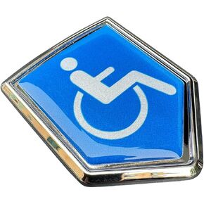 Handicapped Decal Car Chrome Emblem Shield Shape Sticker Badge Sign Crest Bike Auto