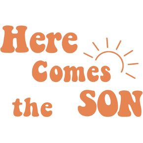 Here Comes The Son Baby Shower Wall Decal, Here Comes The Sun Vinyl Stickers Welcome Little Boy Backdrop Gender Reveal Party Favors Birthday Party Supplies Pregnancy Gift Creative Wall Decoration