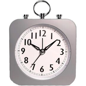 HomeSoGood Modern Square Simple Silent Clock Creative Mini Alarm Clock Stylish Decorative Table Bedside Students Snooze Alarm Clock(4inch,grey)