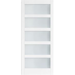 30 in x 84 in Sliding Closet Door, 5-Lite Frosted Glass, Spruce Wood Panel, Assembly Needed Interior Doors for Bathroom, Living Room