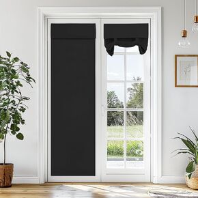 Vatge Front Door Curtains, Room Darkening Thermal Insulated Blacktout Curtains for Glass Door French Door Curtain for French Door, 1 Panel, W26 x L70, Black