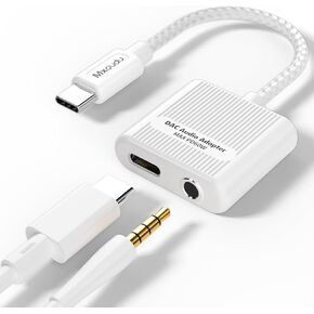 USB C to 3.5mm Headphone and Charger Adapter, 2 in 1 USB C to 3.5mm Aux Audio Jack with PD 60W Fast Charging Dongle Compatible with iPhone 15/15 Pro Max, Galaxy S24/S23/S22, Google Pixel 8/7/6