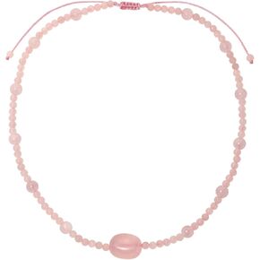 Rose Quartz Crystals Necklace Healing Crystals and Gemstones Bring Lucky Love Stones Beaded Necklaces for Women Reiki Spiritual Jewelry Gifts for Her