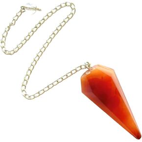 crystalmiracle Crystal Carnelian Dowser Divination Pendulum for Healing Reiki Feng Shui Gift Handcrafted