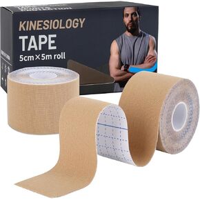 Kinesiology Tape (2 Rolls) - Waterproof, Breathable, Hypoallergenic - Ideal for Muscle Support and Injury Recovery, 2 Inches x 16 Feet, Black