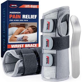 FEATOL 2 Pack Carpal Tunnel Wrist Brace Night Support, Night Splints for Carpal Tunnel, Night Support Wrist Sleep Brace for Both Hands, Medium/Large, Hand Brace for Tendonitis, Arthritis Pain, Left and Right Hand