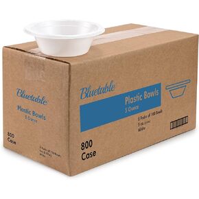 Bluetable 5 oz Bowls Plastic Small Bulk Case Pack (800 Count) Disposable Bowl White – for Party Dessert Mini Bowls Soup & Horderves Great for Paint Project Small Bowls Bulk [800 Pack/Case]