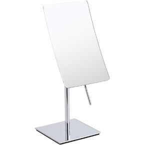 Black Table Standing Rectangular Vanity Makeup Mirror with 3X Magnification, Single Sided Hotel Mirror Made of 304 Stainless Steel, for Hotel Bathroom Black