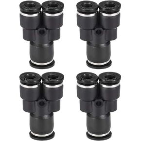 uxcell Plastic Connect Y Splitter Push To Tube Fittings 8mm X 6mm OD Push Lock 4pcs
