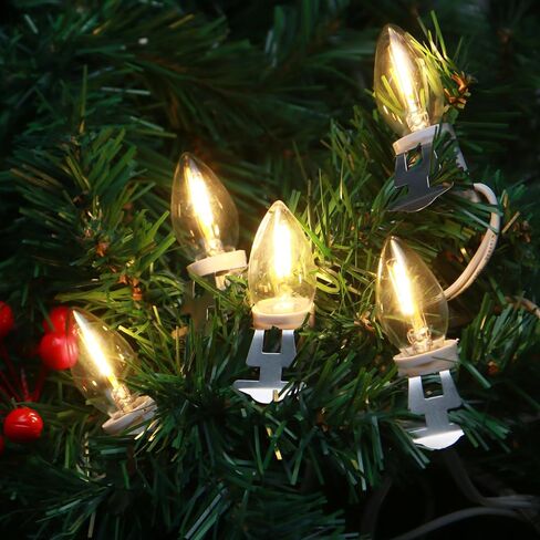 4Pack Accessory Cord with 24 LED Light Bulbs and Outlet Christmas Village Light 46.4FT White Cord with Spare Fuse Warm White C7 Lamp Christmas Village Accessories for Village Houses Craft Decoration in Saudi Arabia