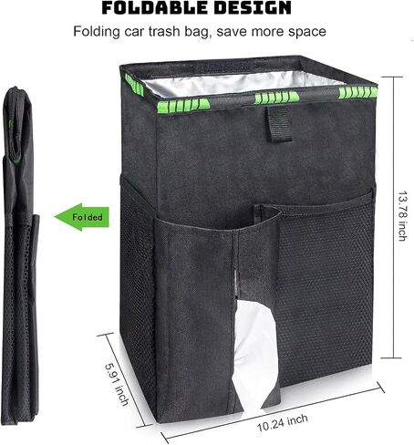 Car Trash Can, 3.5 Gallons Car Can, Handy Car Tissue Holder, Easy-to-Install Car Accessory Interior, Leak-Proof Car Organizer and Storage Bag for the Back/Front/Console of Any Cars, Sedans, SUVs, in Saudi Arabia
