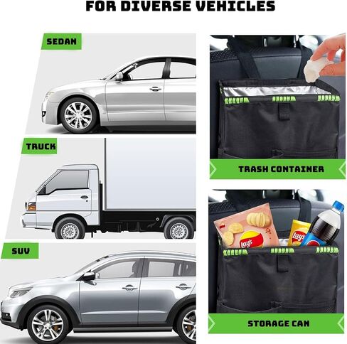 Car Trash Can, 3.5 Gallons Car Can, Handy Car Tissue Holder, Easy-to-Install Car Accessory Interior, Leak-Proof Car Organizer and Storage Bag for the Back/Front/Console of Any Cars, Sedans, SUVs, in Saudi Arabia