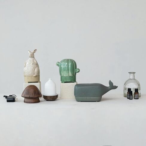 Creative Co-Op Stoneware Rabbit Oil Diffuser with Timer, Cream in Saudi Arabia