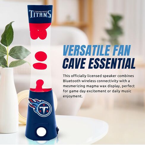 مصباح Magma Team 2 في 1 من Sporticulture مع مكبر صوت بلوتوث مدمج - مصباح Magma Team مقاس 16.5 بوصة NFL مع اتصال منفذ قياسي ومصباح 30 واط (مضمن) - Tennessee Titans in Kuwait