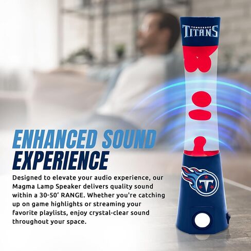 مصباح Magma Team 2 في 1 من Sporticulture مع مكبر صوت بلوتوث مدمج - مصباح Magma Team مقاس 16.5 بوصة NFL مع اتصال منفذ قياسي ومصباح 30 واط (مضمن) - Tennessee Titans in Kuwait
