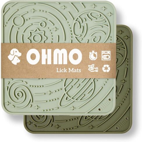 OHMO Lick Mat for Dogs and Cats(Small, Camo&Light Green, 2pcs) Enrichment Accessories Toy Space Star Easy Clean Pet Slow Feeder w/Suction Cups, Licking Pad for Anxiety Relief and Boredom Reduction in Saudi Arabia