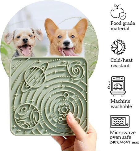 OHMO Lick Mat for Dogs and Cats(Small, Camo&Light Green, 2pcs) Enrichment Accessories Toy Space Star Easy Clean Pet Slow Feeder w/Suction Cups, Licking Pad for Anxiety Relief and Boredom Reduction in Saudi Arabia