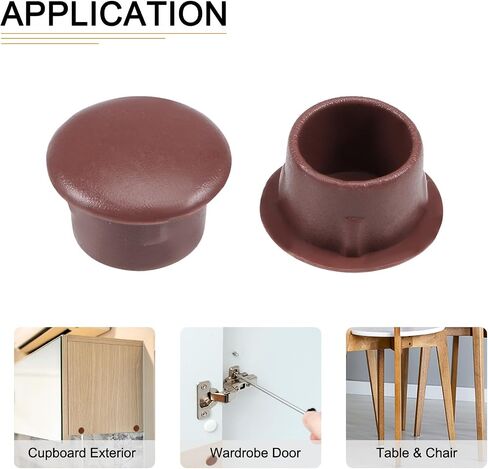 10mm x 12.5mm x 8mm(Dia. x Cap Dia. x H) Screw Hole Plugs - 30Pack - Good for Furniture Cupboard Wardrobe - Plastic Fastener Hole Caps - Brown in Saudi Arabia