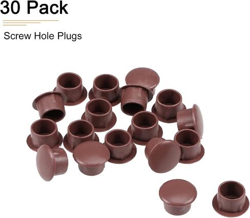 10mm x 12.5mm x 8mm(Dia. x Cap Dia. x H) Screw Hole Plugs - 30Pack - Good for Furniture Cupboard Wardrobe - Plastic Fastener Hole Caps - Brown in Saudi Arabia