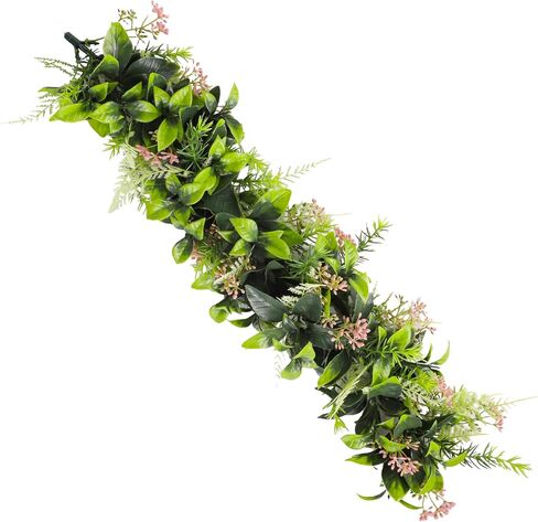 COARBOR قطعتان من نباتات الكرمة الصناعية والنباتات الخضراء وأكليل الزهور لحفلات الزفاف والحديقة والمنزل والمطبخ والمكتب وديكور الحائط في الأماكن المغلقة والمفتوحة، أخضر وردي in Saudi Arabia
