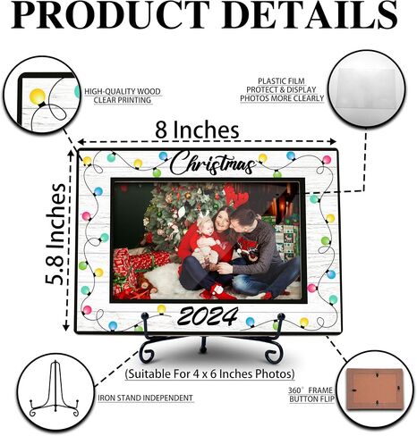 Christmas Picture Frame, Christmas Gifts for Children 2024, Christmas Photo Frame, 4x6 Picture Frame, Wood Decor for Desk Display-A18 in Saudi Arabia
