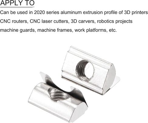 METALLIXITY Roll in Spring T Nuts (M4x20mm) 12Pcs, Carbon Steel Spring Loaded T Nut - for 3030 4040 Series Aluminum Extrusion Profile, Silver Tone in Saudi Arabia