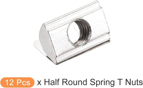 METALLIXITY Roll in Spring T Nuts (M4x20mm) 12Pcs, Carbon Steel Spring Loaded T Nut - for 3030 4040 Series Aluminum Extrusion Profile, Silver Tone in Saudi Arabia