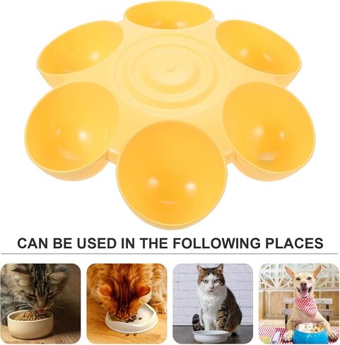 Hemobllo Cat Bowls, Plastic Cat Food Water Bowls, Multi-Cat Feeder 6-Meal Kitten Food Dishe Flower Petals Shaped Multiple Cat Feeder Bowl with 6 Cat Bowls Bowls Set (Blue) in Saudi Arabia