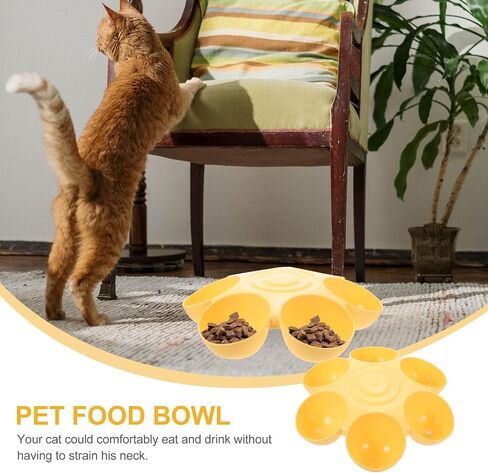 Hemobllo Cat Bowls, Plastic Cat Food Water Bowls, Multi-Cat Feeder 6-Meal Kitten Food Dishe Flower Petals Shaped Multiple Cat Feeder Bowl with 6 Cat Bowls Bowls Set (Blue) in Saudi Arabia