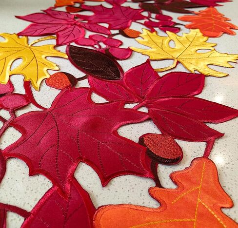 AMZALI Fall Table Runner Cutwork Embroidered Maple Leaves Dresser Scarf Harvest Table Topper for Thanksgiving's Day Home Holiday Party Decoration Runner 14"x 36" in Saudi Arabia