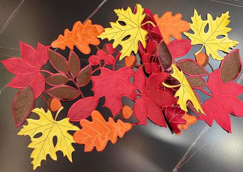 AMZALI Fall Table Runner Cutwork Embroidered Maple Leaves Dresser Scarf Harvest Table Topper for Thanksgiving's Day Home Holiday Party Decoration Runner 14"x 36" in Saudi Arabia