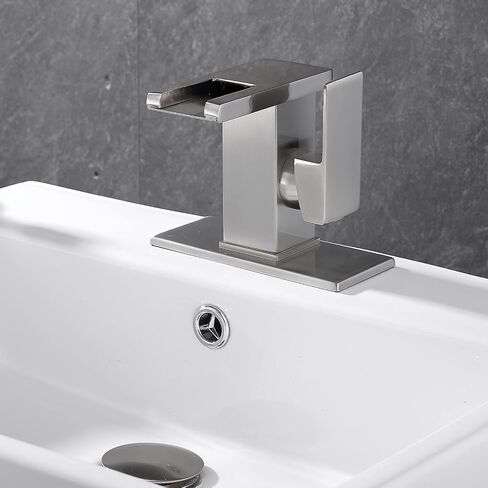 LOOPAN LED Light Bathroom Faucet Waterfall Black One Hole Single Handle Faucet for Bathroom Sink Mount Vanity Faucet Lead-Free for Commercial Residential in Saudi Arabia