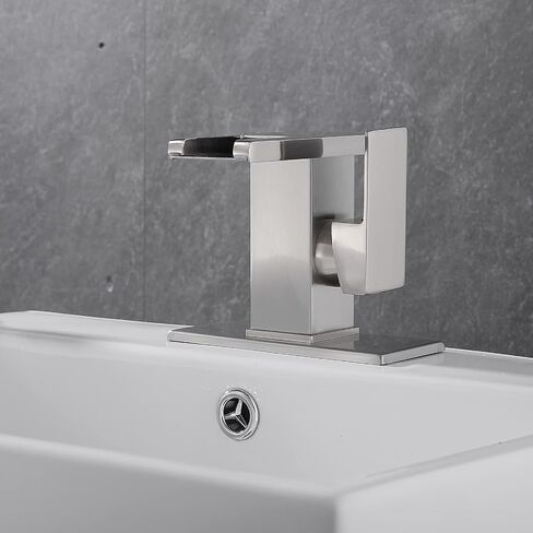 LOOPAN LED Light Bathroom Faucet Waterfall Black One Hole Single Handle Faucet for Bathroom Sink Mount Vanity Faucet Lead-Free for Commercial Residential in Saudi Arabia