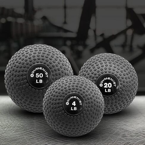 GYMENIST Weighted No Bounce Slam Ball Intensive Workout Training Gym Exercise Weight Balls Equipment (Black Classic) in Saudi Arabia