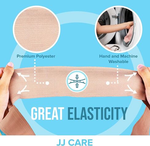 غلاف ضمادة مرنة من JJ CARE [عبوة من 6]، ضمادة ضغط بمقاس 3 بوصات و6 بوصات، مع 6 مشابك إضافية للكاحل والمعصم والقدم، 6 لفات، متينة وقابلة لإعادة الاستخدام in Kuwait