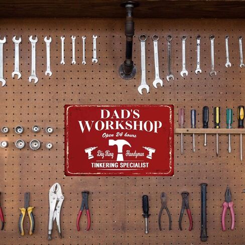 Dad‘s Workshop Metal Sign Farmhouse Garage Signs for Dad Man Cave Home Decor Garage Decor Man Cave Vintage Mechanic Wrench Men Dad Grandpa Workshop Decoration 8x12 Metal in Saudi Arabia