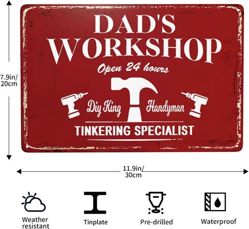 Dad‘s Workshop Metal Sign Farmhouse Garage Signs for Dad Man Cave Home Decor Garage Decor Man Cave Vintage Mechanic Wrench Men Dad Grandpa Workshop Decoration 8x12 Metal in Saudi Arabia