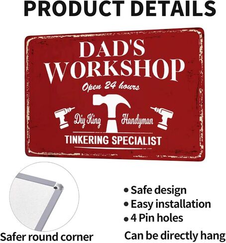 Dad‘s Workshop Metal Sign Farmhouse Garage Signs for Dad Man Cave Home Decor Garage Decor Man Cave Vintage Mechanic Wrench Men Dad Grandpa Workshop Decoration 8x12 Metal in Saudi Arabia