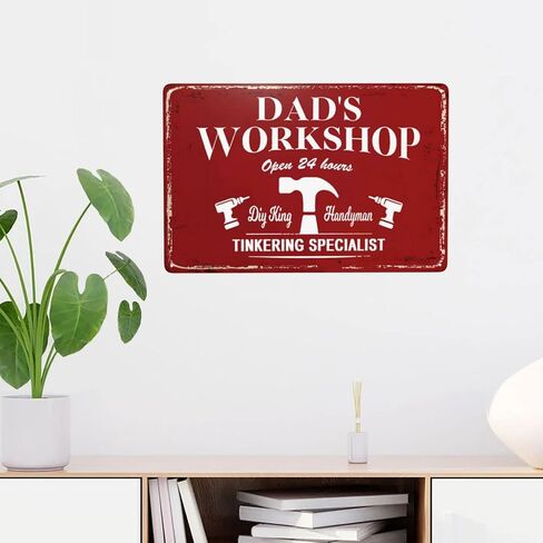 Dad‘s Workshop Metal Sign Farmhouse Garage Signs for Dad Man Cave Home Decor Garage Decor Man Cave Vintage Mechanic Wrench Men Dad Grandpa Workshop Decoration 8x12 Metal in Saudi Arabia