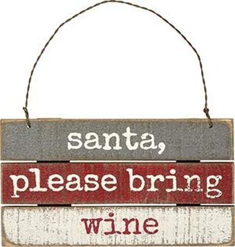 Primitives by Kathy Santa Please Bring Wine Wood Ornament in Saudi Arabia