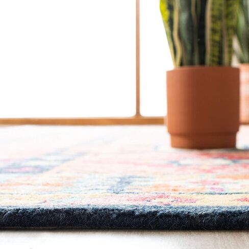 سجادة SAFAVIEH Aspen Collection Runner - 2'3" x 9'، أزرق وأحمر، صوف بوهو مصنوع يدويًا، مثالية للمناطق ذات حركة المرور العالية في غرفة المعيشة وغرفة النوم (APN518M) in Saudi Arabia