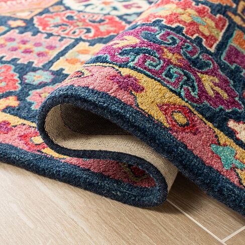 سجادة SAFAVIEH Aspen Collection Runner - 2'3" x 9'، أزرق وأحمر، صوف بوهو مصنوع يدويًا، مثالية للمناطق ذات حركة المرور العالية في غرفة المعيشة وغرفة النوم (APN518M) in Saudi Arabia