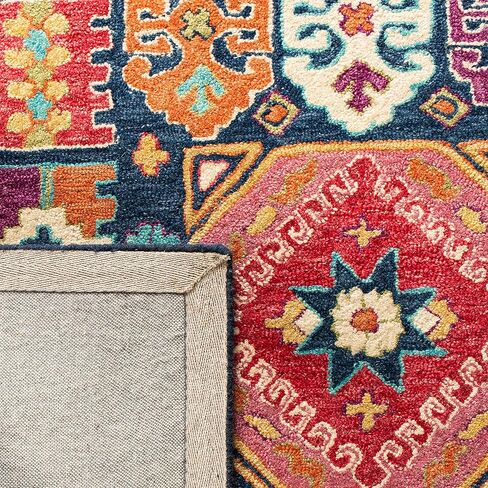 سجادة SAFAVIEH Aspen Collection Runner - 2'3" x 9'، أزرق وأحمر، صوف بوهو مصنوع يدويًا، مثالية للمناطق ذات حركة المرور العالية في غرفة المعيشة وغرفة النوم (APN518M) in Saudi Arabia