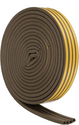 uxcell 65 Ft Weather Stripping Seal Strip for Doors/Window, 5/16 Inch x 3/8 Inch Self Adhesive D Type Foam Sealing Tape, Soundproofing Door Seal Strip Brown in Saudi Arabia