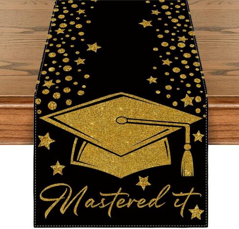 مفرش طاولة من Mastered It، ديكورات التخرج فئة 2024، غطاء طاولة تهانينا Grad، ديكورات التخرج من Mastered It Masters in Saudi Arabia