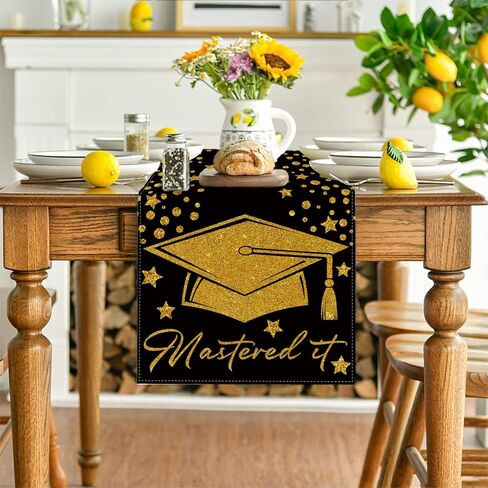 مفرش طاولة من Mastered It، ديكورات التخرج فئة 2024، غطاء طاولة تهانينا Grad، ديكورات التخرج من Mastered It Masters in Saudi Arabia