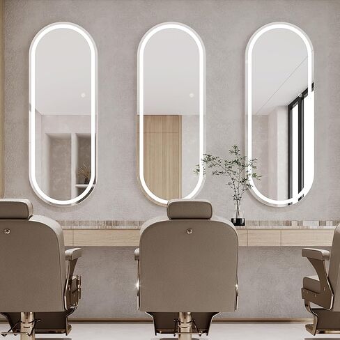 مرآة Antok كاملة الطول مع ضوء LED، مرآة كاملة الطول فوق الباب، مرآة معلقة مقاس 50 بوصة × 16 بوصة، مرآة حائط، مرآة باب مضيئة مع إضاءة 3 ألوان قابلة للتعتيم in Kuwait