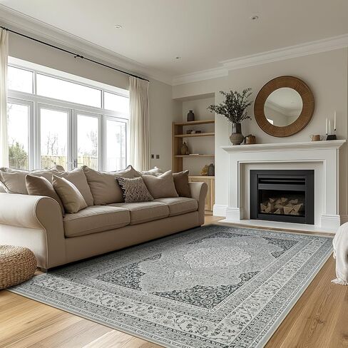 Area Rugs for Living Room, Area Rugs 6x9 for Bedroom, Comfortable and Soft Fabric, TPR Non-Slip Backing, Sturdy Sewn Edges, 6 x 9 Large Washable Carpet in Saudi Arabia