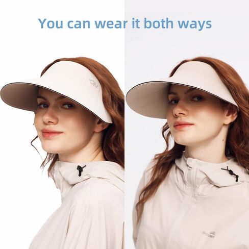 Sun Visors for Women Wide Brim Summer UV Protection Foldable Sun Hat UPF 50+ Beach Cap SNH5M133T in Kuwait